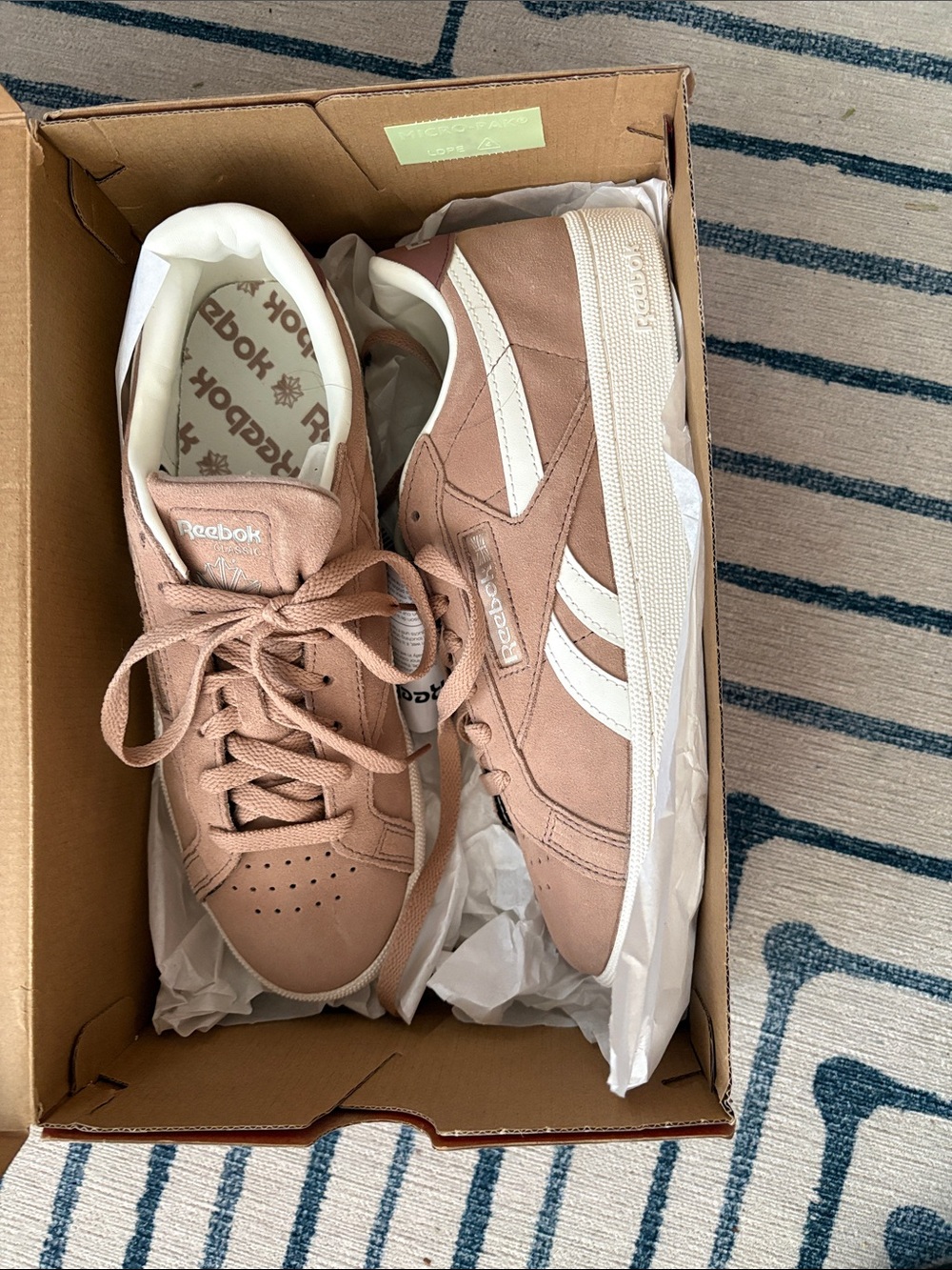 Reebok Women's Suede Sneakers in Blush and White